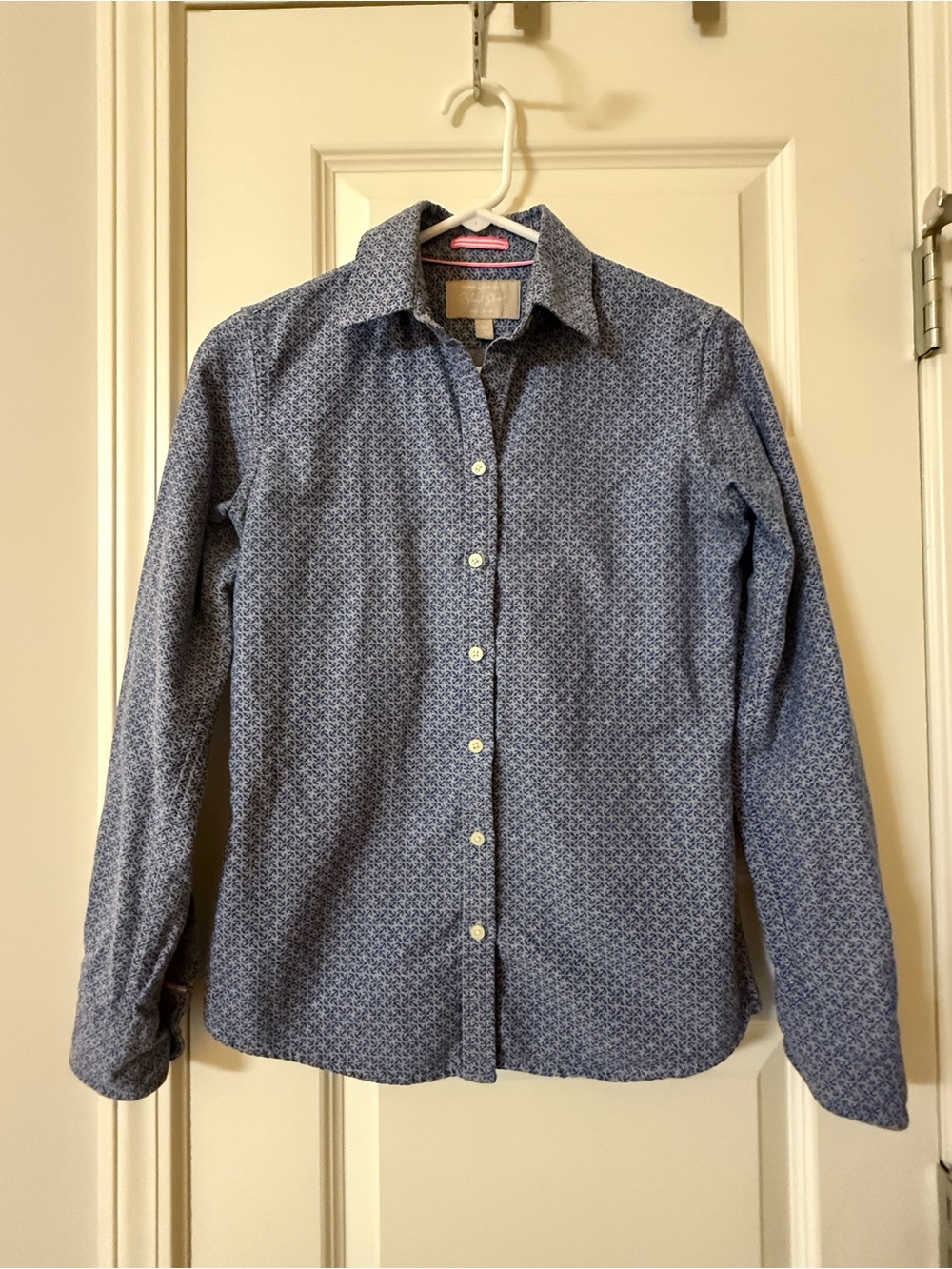 Banana Republic Blue Anchor Print Oxford Shirt Size XS 100% Cotton